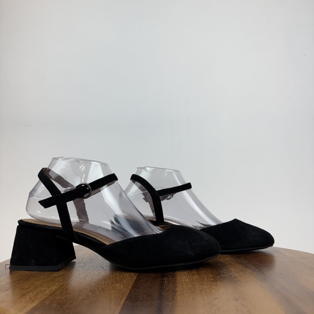 Womens Gentle Souls Lucinda Black Leather Ankle Strap Pumps Sandals Size 8.5 M - Picture 1 of 8